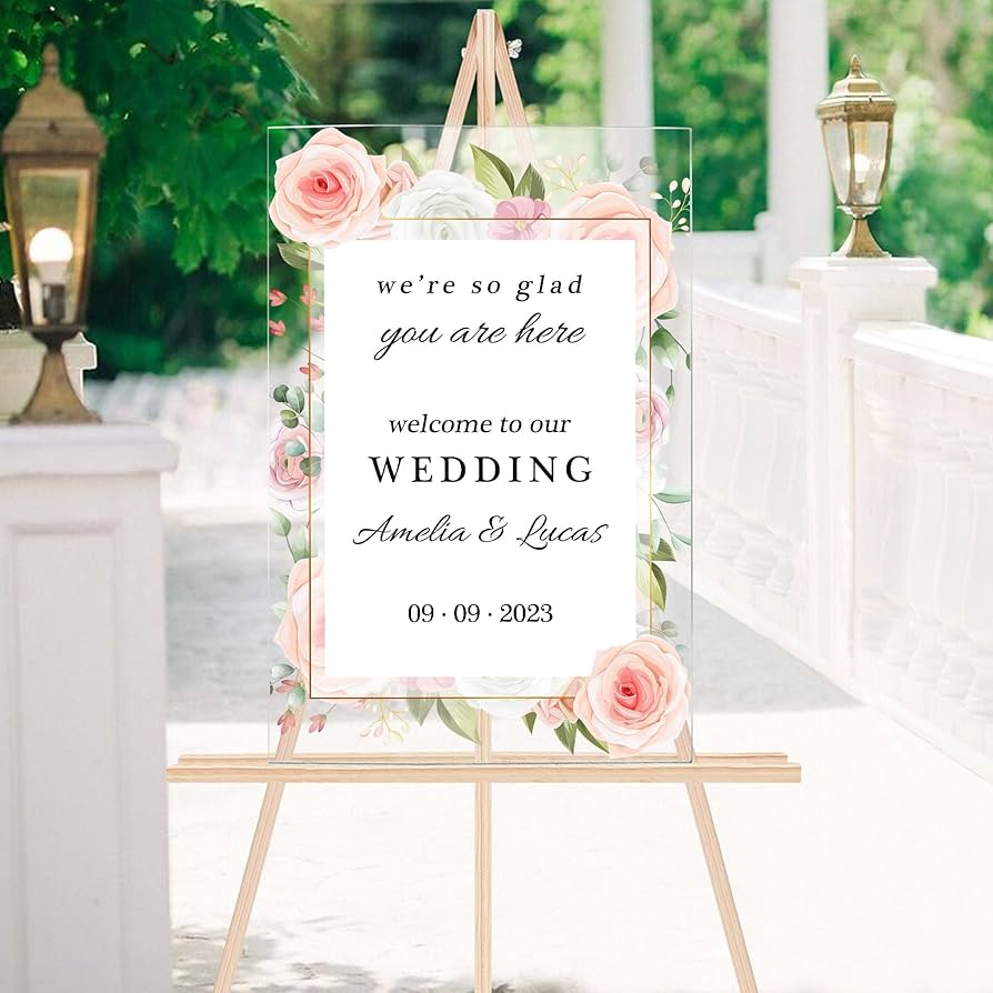 Amazon.com: Artsadd Floral Acrylic Wedding Signs,Customized